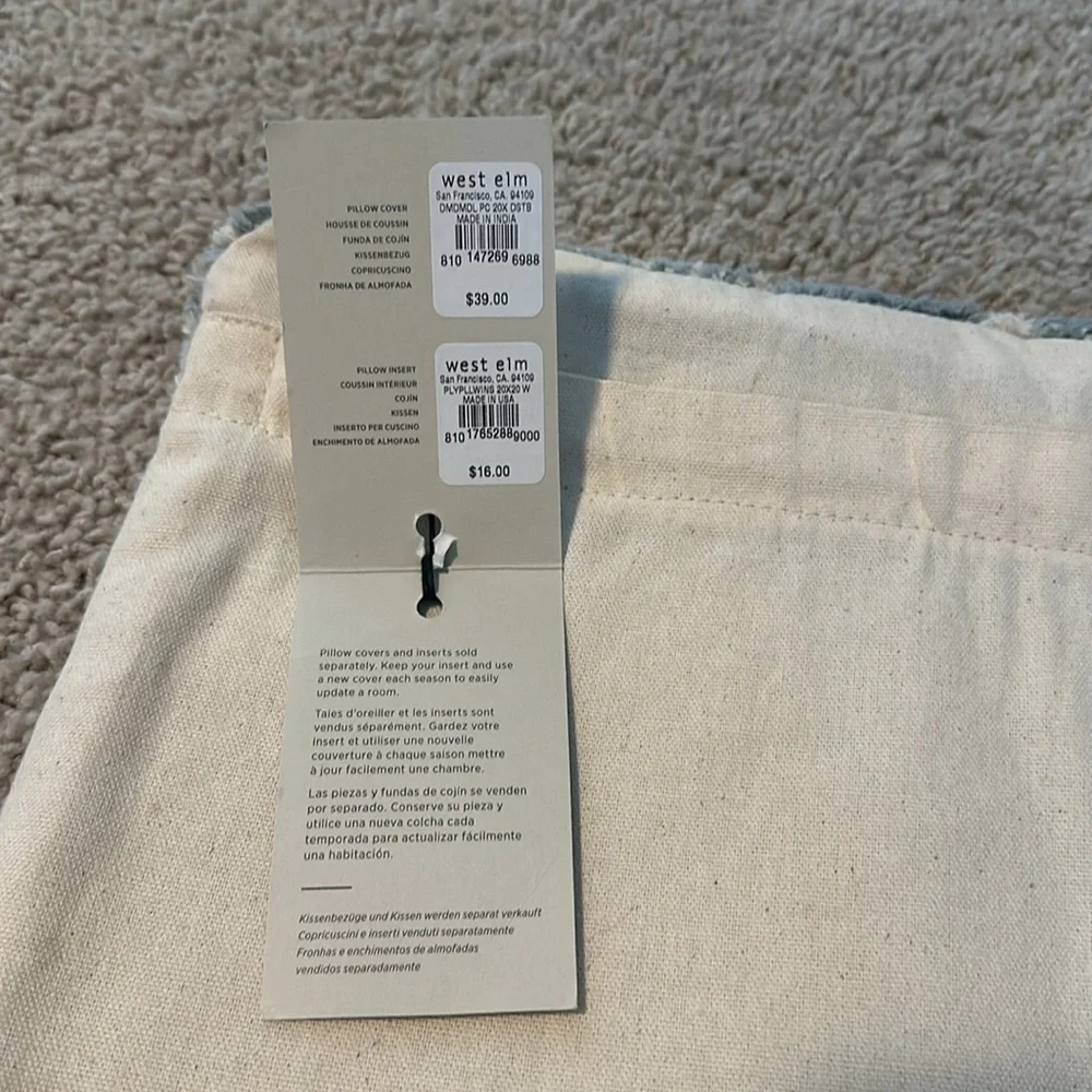 West elm 20” pillow cover - new - set of 2